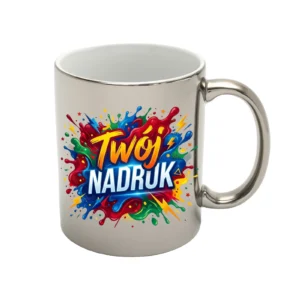 KUBEK SREBRNY METALIC 330 ML Z NADRUKIEM