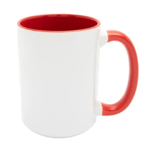 KUBEK BIAŁY DUŻY WNĘTRZE I UCHO CZERWONE (FUNNY, COMBO, MAX) 440 ML (450 ML)