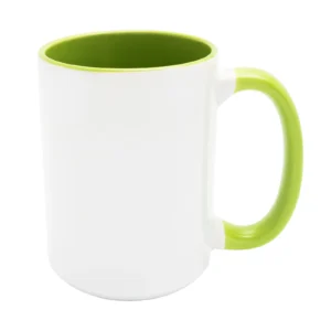 KUBEK BIAŁY DUŻY WNĘTRZE I UCHO JASNOZIELONE (FUNNY, COMBO, MAX) 440 ML (450 ML)