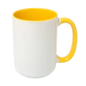KUBEK BIAŁY DUŻY WNĘTRZE I UCHO ŻÓŁTE (FUNNY, COMBO, MAX) 440 ML (450 ML)