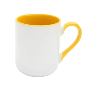 KUBEK BIAŁY COFFEE WNĘTRZE I UCHO ŻÓŁTE (FUNNY, COMBO) 330 ML